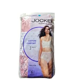 Jockey Elance Cotton Comfort Briefs 3 Pack Pink Floral White Size 11 4XL New